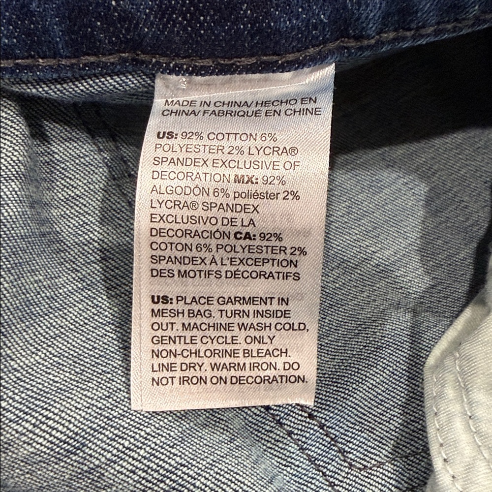 Chico's Dark Blue Embroidered Slimming GirlFriend Slim Leg Ankle Jeans Size 16 - Picture 10 of 10